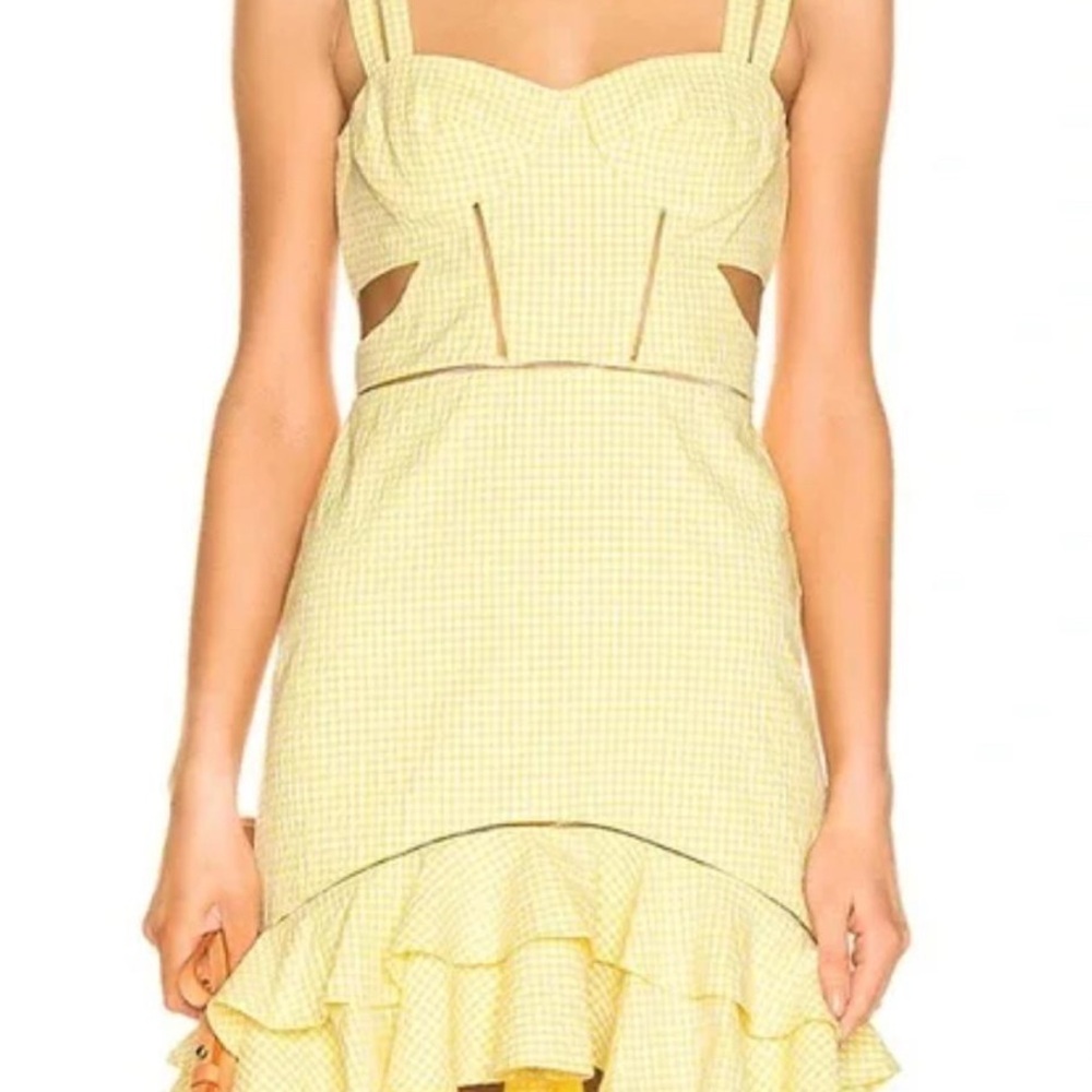 Jonathan Simkhai Yellow Mini Sundress Sweetheart Neckline
